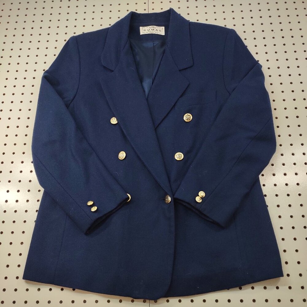 Vintage Petite Dumas Blue Wool Blazer, Size P8